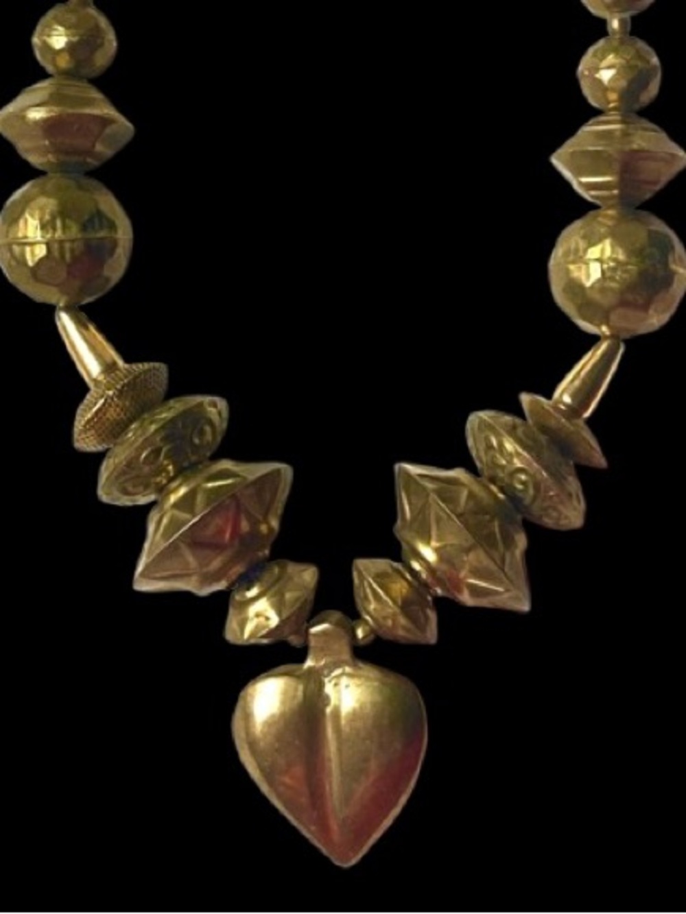 Vintage Statement Chunky Brass Choker Style Necklace Beads Boho Gypsy Style